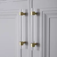 Poignées tire la poignée de porte acrylique armoire transparente armoire et boutons de tiroir or mobilier de salle de bain de luxe