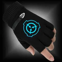 Autumn Winter Men Woman Gloves SCP Foundation Fluorescent Luminous Fingerless Gloves Warm Knitted Gloves 211227