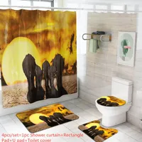 Tapetes de banho Animais Impresso À Prova D 'Água Cortina de Chuveiro AntiSlip Floor Tapete para Casa de Banheiro Tampa Toalet