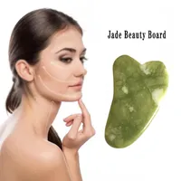 Massagesteine ​​GUA SHA SET Natürliche Steingrün Jade Guasha Board Massagegerät für Kratztherapie Jade Roller