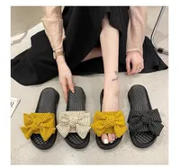 Женские густые дна сандалии летом новая мода корейский с плоским дном лук пляжные сандалии тапочки