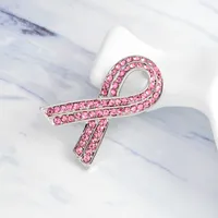 Mode Rosa Strass Ribbon Brosche Bowtie Symbol Pin Icon Liebe HIV UND AIDS BADGE Pullover Rucksack Lady Broschen Schmuck