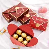 24 stks Bruiloft Geschenkdozen Envelop Shape Candy Box voor Happy Birthday Baby Shower Party Decoraties Gunsten Pakkingtas voor Guest X0803