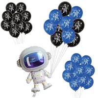 Outer Space Astronaut Rocket Balloons Black Blue Helium Air Inflatable Balloon For Kids Favors Toys Theme Birthday Party Decor Decoration