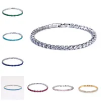 Tennis Bracelets Jóias Luxo de luxo de 4MM de zircônia cúbica Iced Chain Crystal Wedding for Momen Men Gold Sier Bracelet