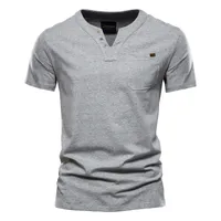 AIOPESON Casual Cotton Mens T Shirts Solid Color Classic V-neck Shirt Summer High Quality Short Sleeve op ees 210629
