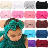 Nyfödd toddler baby flickor huvud wrap big bow knut turban huvudband hår tillbehör barn solid färg hårband headware
