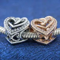 925 Ayar Gümüş Köpüklü FreeHand Kalp Charm Boncuk Avrupa Pandora Takı Charm Bilezikler için