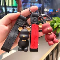 Bow Tie Bear Doll Keychain Cell Phone Straps Violent Bag Pendant Gift Backpack Pendants Car Key Chain Creative Multicolor Resin Cute