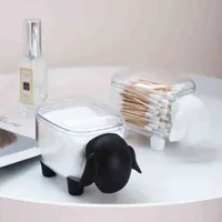 Mouton mignon mouton créatif mini plastique coton coton coton box de stockage anti-poussière de bureau organisateur cosmétique 1pc