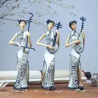 装飾的なオブジェクト置物中国風チョンサム、エルフ、ピパ、楽器、レディース装飾品、リビングルームテレビキャビネットポーチの装飾