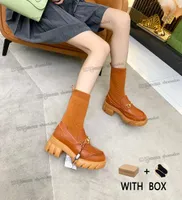 2022 with box Luxury Designer Horsebit Casual Shoes Genuine Cowhide Leather Loafers Gold Buckle Chunky Round Head Bee Sneakers Platform Loafer Shoe