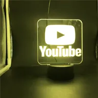 LED GECE Işık Video Web Sitesi YouTube Logo 3D Lamba Güzel Dekoratif Mevcut Ofis Atmosfer Gece Işığı Renk Değişim