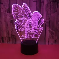 Настольные лампы 3d Иллюзия Лампа угла бабочка USB светодиодный прикроватный ночные огни 16 цветов с дистанционным управлением для детей девочек подарки