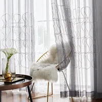 Vorhangvorhänge Tiyana Luxus Stickerei Perlen Vorhänge für Wohnzimmer Geometrische Form Tüll Schlafzimmer Balkon #Vt