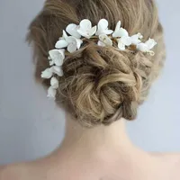 Porselein bloem bruids lang haar kam accessoires handgemaakte vrouwen kroon mode haar sieraden voor bruiloft prom x0726
