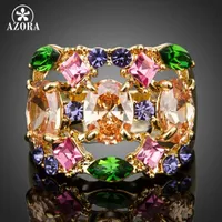 Cluster ringen Azora prachtige gouden kleur multicolour kubieke zirkonia ring TR0144