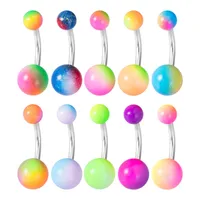 Renkli Göbek Piercing Akrilik Şeker Topu Göbek Düğmesi Yüzük Paslanmaz Çelik Baly Bar Kadınlar Kızlar için Vücut Takı Hediye