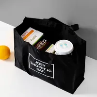 Sacos de armazenamento Maldored 1 PC Grande Black Shopping Dobrável Oxford Bag Reusable Fruit Bolsa de ombro
