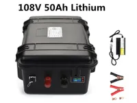 108V 50AH Lithium Li ion Batterij met capaciteitsscherm en BMS voor energieopslag UPS EV motorfiets 126V 5A Charger