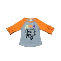 Гирлимакс осень зимних девушек Хэллоуин Hocus Pocus рубашка ребенка с длинным рукавом серый оранжевый Raglans 220112