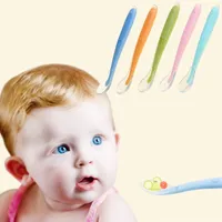 Baby Soft Silicone Spoon Candy Color Temperature Sensing Spoon Children Food Baby Feeding Tools 1029 X2