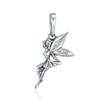 Bamoer Autêntico 925 Sterling Silver Flower Fairy Dangle Pingente Encantos Fit Mulheres Charme Braceletes Colares Jóias 1806 V2