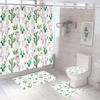 シャワーカーテンカーテンセットクリエイティブ印刷防水ホームバスルーム4ピースCortinas de Ducha