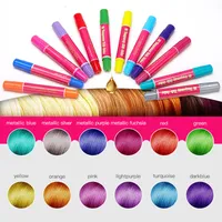 12 Couleur Temporaire Cheveux Crak Stylos Crayon Salon Lavable Cheveux Color Color Colorant Kit Sécuritaire pour le cadeau de fête d'anniversaire de maquillage pour les filles K