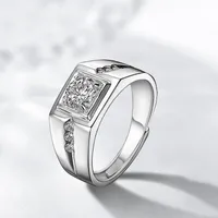 2021 Luxury Halo 925 Sterling Silver For Men Ring 1.5ct Diamond Anniversary Gift Jewelry Wholesale Moonso MR999