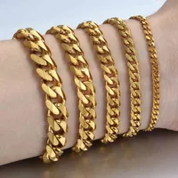 Dames Heren Armband Rvs Cubaanse Link Ketting Armband Goud Zilver Kleur Mode-sieraden KBB10