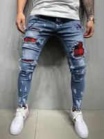 Men's Jeans Ripped Fashion Plaid Beggar Patch Slim Fit Stretch Pencil Pants 2021 Spring And Autumn Jogging Harajuku Trousers 4XL