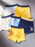 4 Pieces/boys Cotton Boxer Briefs, Breathable and Comfortable Childrens Printed Infant Briefs