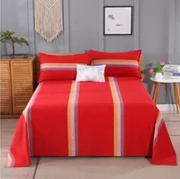 Bed Sheet Double / Queen / King Size Flat Sheet Soft Bed Covers Blomstil Vuxna med örngott 35 stilar Lattice Stripe F0160 210420