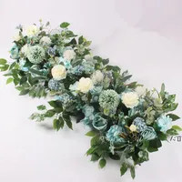 Dekorative Blumen 100 cm DIY Hochzeit Blume Wandanordnung Lieferungen Silk Peonies Rose Künstliche Reihen Dekor Eisen Bogen Backdrop RRD12725