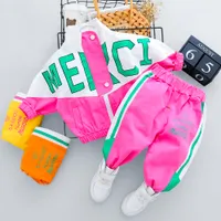 Çocuk Eşofman Erkek Kız Giyim Seti Yeni Rahat Uzun Kollu Mektup Fermuar Oufit Bebek Giysileri Bebek Pantolon 1 2 3 4 Yıl