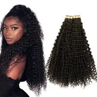 Afro Kinky Curly fita em extensões de cabelo humano 100% Remy skin trama 40 peças por pacote para salão de cor natural pode ser tingido