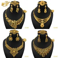 Earrings & Necklace XUHUANG African Gold Fine Jewellery Set Nigerian Bridal Wedding Flower Pattern Accessories Arab Women Jewelries Gifts
