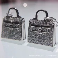 Fine Sterling Silver Kelly Bag Micro Full Diamond Necklace Kvinnors Clavicle Chain Pendant Exklusiv Smycken Försäljning