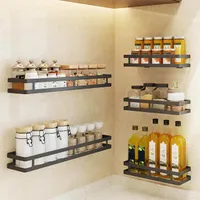 Easy to install Wall mounted spice rack Wall Mounted Spice Rack Organizer Seasoning Shelf For Kitchen with 3 Hooks