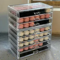 4/ Layer Acrylic Storage Box Makeup Organizer Nail Polish Drawer Storage Box Cosmetic Containers Jewelry Storage Case Display X0703