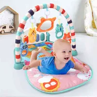 Qwz actividade de bebê ginásio tapete de jogo infantil 0-12 meses desenvolvendo tapete macio chocalhos torres musicais tapete para bebês jogos 210909