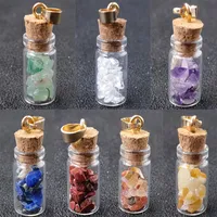 Handgemachte Energie Kristallstein Mini Glasflasche Anhänger Halsketten Für Frauen Männer Liebhaber Glücksschmuck mit Seilkette