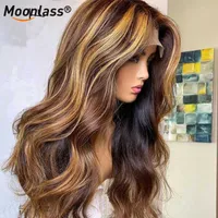 Spitze Perücken Body Wave Wig T-TEIL PREPPED Human Hair für Frauen 4/27 Highlight Honig Blondine Brazilian Remy