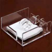 Kvadratisk Clear Acrylic Cocktail Servetthållare Paper Serviette Dispenser Vävnadsbox Bar Caddy för matbord El Heminredning 210818