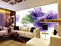 Bakgrundsbilder Custom Po Wallpaper 3D Stereoscopic Lila Blommor Cup TV Bakgrund Väggmålning