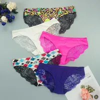 Kvinnors Tröjor 15st / Massor Sexiga Kvinnor Lace Leopard Seamless Underkläder Is Silk Briefs Bikini Se genom Erotisk Underkläder Partihandel