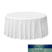 Tovaglia satinata bianca 145-335 cm copertura da tavolo rotonda all'ingrosso elegante tavolo solido tovaglioli per la decorazione dell'hotel del partito dell'evento di nozze