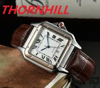 高品質の自動腕時計男性高級有名なブラウン革の腕時計ファッションスクエアデザイナー腕時計
