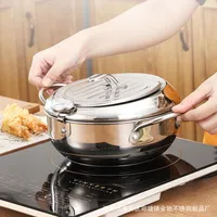 Pannor 201 Stainless Japansk stil Deep Frying Potte Fryer Pan Control Fried Chicken Cooking Tools Köksredskap